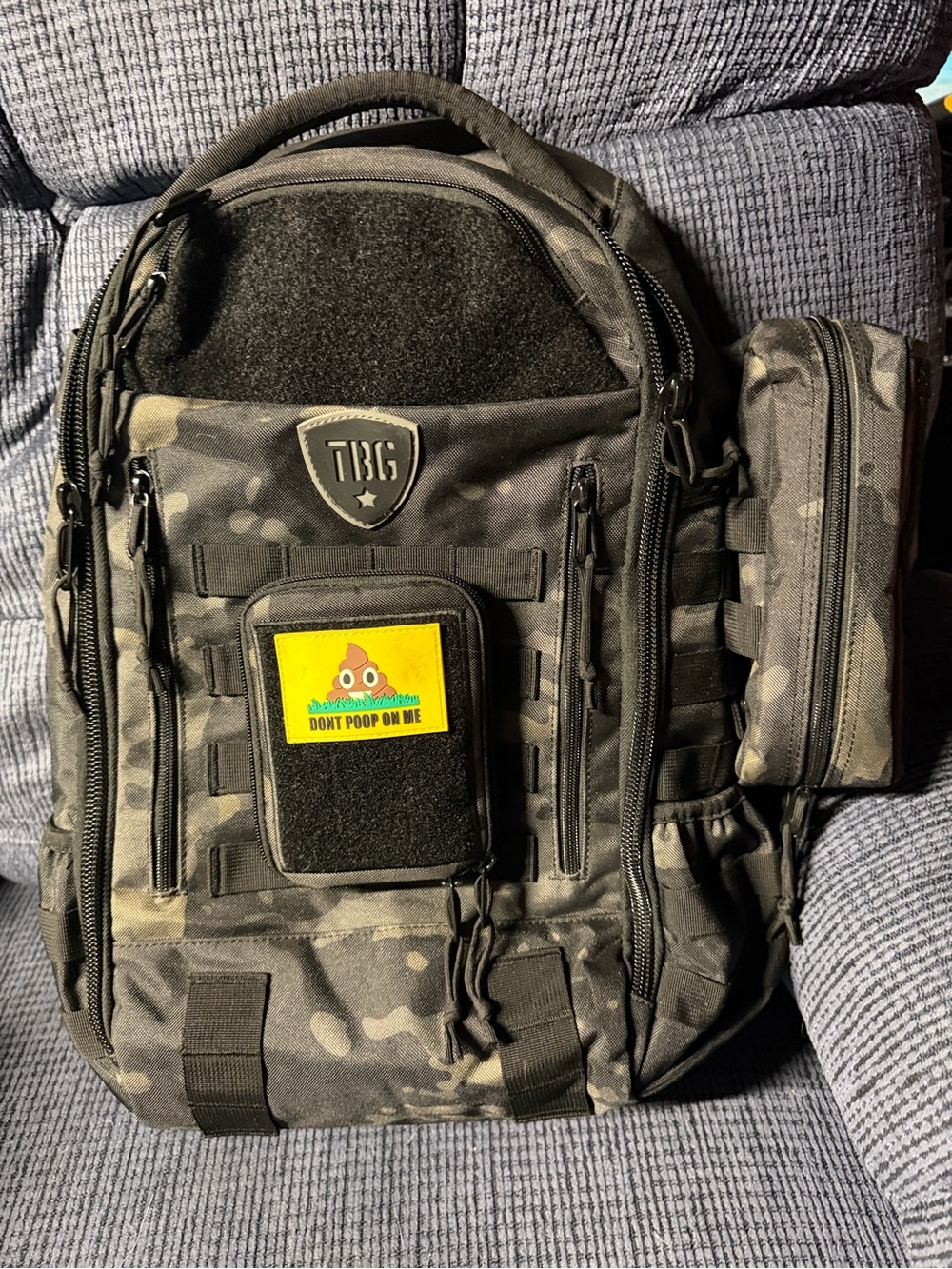 Diaper Bag Backpack and Baby Holder - Black Camo